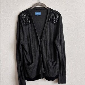 Simply Vera Vera Wang Black Cardigan with Sequin Detail